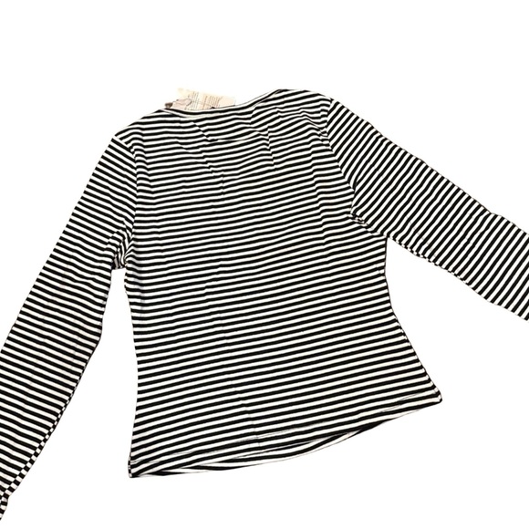 Women’s Long Sleeve Striped Henley T Shirts V Neck Y2K Tunic New w/ Tags Size L - Picture 2 of 6